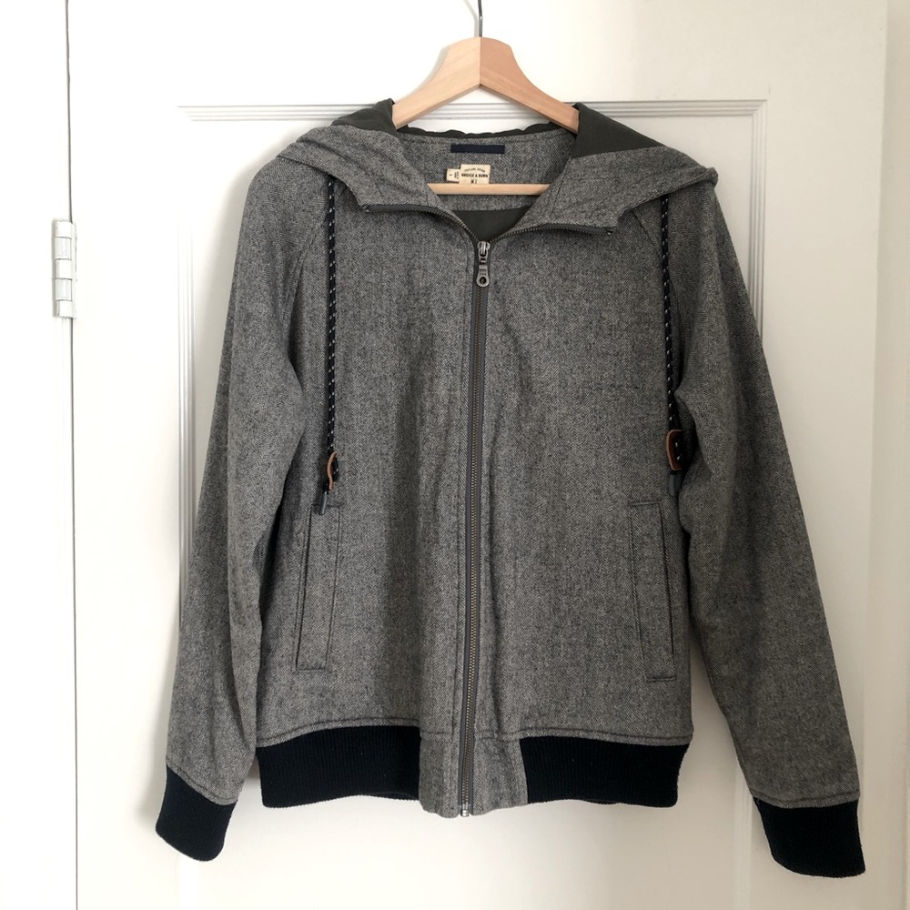 Bridge & Burn herringbone hooded zip sweatshirt jacket